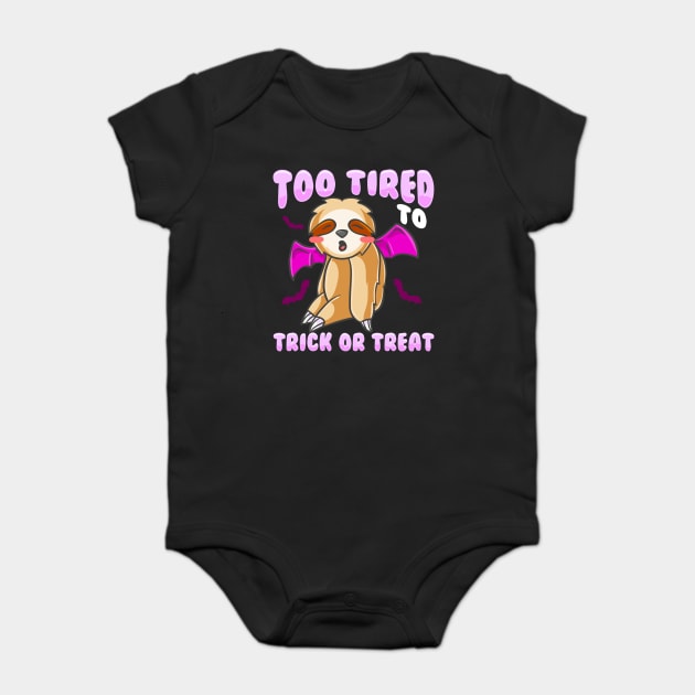 Trick or Treat Sloth Cute Halloween Funny Baby Bodysuit by creative